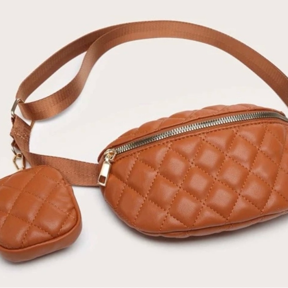 Quilted Tan Crossbody Bag - Picture 3 of 4